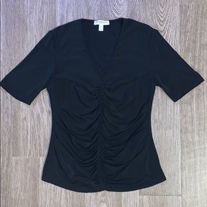 Burberry V-Neck Ruched Top